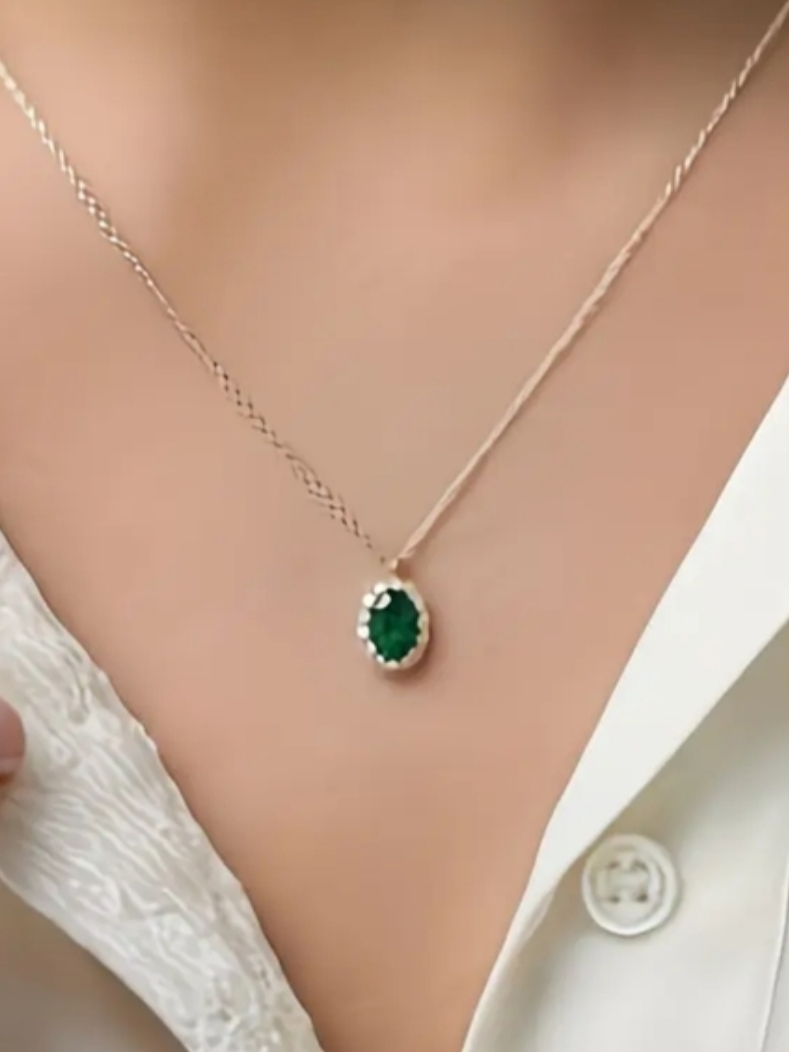 18 Kt Gold Over Titanium Emerald Necklace
